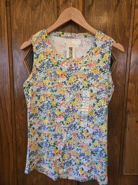 Duluth Floral Sleeveless Cotton Tank Top Long Tail - Multicolor Floral NWT